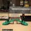 Balenciaga Heel 7cm BB Plaque Groupie Sandals in Leather Green 2023
