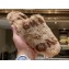 Balenciaga Teddy Mules Beige in fake fur and black contrasted Allover Logo 2023