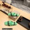 Balenciaga Teddy Mules Green in fake fur and black contrasted Allover Logo 2023