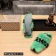 Balenciaga Teddy Mules Green in fake fur and black contrasted Allover Logo 2023