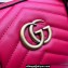 Gucci matelassé chevron leather GG Marmont small top handle bag 746319 Red 2023