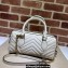 Gucci matelassé chevron leather GG Marmont small top handle bag ‎746319 White 2023
