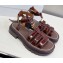 Celine CLEA TRIOMPHE GLADIATOR CHUNKY SANDALs in Calfskin CROCODILE Burgundy 2023