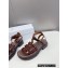 Celine CLEA TRIOMPHE GLADIATOR CHUNKY SANDALs in Calfskin CROCODILE Burgundy 2023