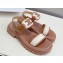 Celine CLEA TRIOMPHE SANDALs in Calfskin and Canvas Brown 2023