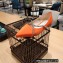 Jimmy Choo GENEVI Pointed-Toe Flats Satin Orange with Crystal Chain 2023