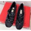 Valentino Rockstud Satin Ballerina Black 2023