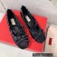 Valentino Rockstud Satin Ballerina Black 2023
