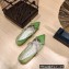 Jimmy Choo GENEVI Pointed-Toe Flats Satin Green with Crystal Chain 2023