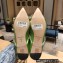 Jimmy Choo GENEVI Pointed-Toe Flats Satin Green with Crystal Chain 2023