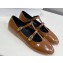 Celine DOUBLE STRAP MARY JANE BALLERINAs in Patent Calfskin Brown 2023