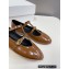 Celine DOUBLE STRAP MARY JANE BALLERINAs in Patent Calfskin Brown 2023