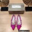 Jimmy Choo GENEVI Pointed-Toe Flats Satin Fuchsia with Crystal Chain 2023