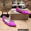 Jimmy Choo GENEVI Pointed-Toe Flats Satin Fuchsia with Crystal Chain 2023