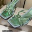 Jimmy Choo Heel 7cm Indiya Nappa Leather Mules Green with Crystal Hearts 2023
