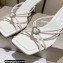 Jimmy Choo Heel 7cm Indiya Nappa Leather Mules White with Crystal Hearts 2023