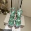 Jimmy Choo Heel 8.5cm Indiya Sandals Green with Crystal Hearts 2023