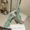 Jimmy Choo Heel 8.5cm Indiya Sandals Green with Crystal Hearts 2023
