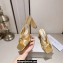 Jimmy Choo Heel 8cm Avenue Nappa Leather Mules Gold 2023