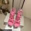Jimmy Choo Heel 8.5cm Indiya Sandals Pink with Crystal Hearts 2023