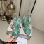 Jimmy Choo Heel 10cm Indiya Sandals Green with Crystal Hearts 2023