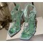Jimmy Choo Heel 10cm Indiya Sandals Green with Crystal Hearts 2023