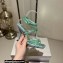 Jimmy Choo Heel 10cm Indiya Sandals Green with Crystal Hearts 2023