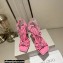 Jimmy Choo Heel 10cm Indiya Sandals Pink with Crystal Hearts 2023
