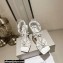 Jimmy Choo Heel 10cm Indiya Sandals White with Crystal Hearts 2023