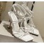 Jimmy Choo Heel 10cm Indiya Sandals White with Crystal Hearts 2023