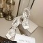 Jimmy Choo Heel 10cm Indiya Sandals White with Crystal Hearts 2023