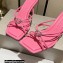 Jimmy Choo Heel 7cm Indiya Nappa Leather Mules Pink with Crystal Hearts 2023