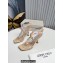 Jimmy Choo Heel 8.5cm Amiral Sandals Beige with Beaded Raffia 2023