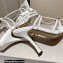 Jimmy Choo Heel 10cm Indiya Sandals White with Crystal Hearts 2023