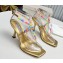 Jimmy Choo Heel 8.5cm Amiral Sandals Gold with Beaded Raffia 2023