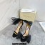 Jimmy Choo Heel 10.5cm Aveline Glitter Sandals Black with Asymmetric Grosgrain Mesh Crystal Fascinator Bows 2023