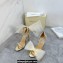 Jimmy Choo Heel 10.5cm Aveline Glitter Sandals Gold with Asymmetric Grosgrain Mesh Crystal Fascinator Bows 2023