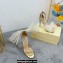 Jimmy Choo Heel 10.5cm Aveline Glitter Sandals Gold with Asymmetric Grosgrain Mesh Crystal Fascinator Bows 2023
