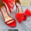 Jimmy Choo Heel 10.5cm Aveline Glitter Sandals Red with Asymmetric Grosgrain Mesh Crystal Fascinator Bows 2023