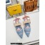 Fendi Heel 8cm Colibrì Canvas High-heeled slingbacks with embroidery Blue/Pink 2023