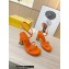 Fendi Heel 9cm Baguette nappa leather padded sandals Orange 2023