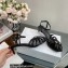 Celine Heel 4.5cm THIN LEATHER STRAPS TRIOMPHE Sandals In Calfskin Black 2023
