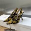 Dior Heel 9.5cm J'Adior Slingback Pumps in Blue Denim Embroidered with Camel-Colored Saint-Gall Motif 2023
