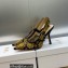 Dior Heel 9.5cm J'Adior Slingback Pumps in Blue Denim Embroidered with Camel-Colored Saint-Gall Motif 2023