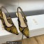 Dior Heel 6.5cm J'Adior Slingback Pumps in Blue Denim Embroidered with Camel-Colored Saint-Gall Motif 2023