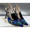 Dior Heel 9.5cm J'Adior Slingback Pumps in Cobalt Blue Multicolor Embroidered Cotton with Toile de Jouy Voyage Motif 2023