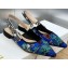Dior J'Adior Slingback Ballerina Flats in Cobalt Blue Multicolor Embroidered Cotton with Toile de Jouy Voyage Motif 2023