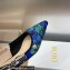 Dior J'Adior Slingback Ballerina Flats in Cobalt Blue Multicolor Embroidered Cotton with Toile de Jouy Voyage Motif 2023
