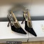 Dior Heel 9.5cm J'Adior Slingback Pumps in Black Embroidered with Camel-Colored Saint-Gall Motif 2023