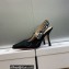 Dior Heel 9.5cm J'Adior Slingback Pumps in Black Embroidered with Camel-Colored Saint-Gall Motif 2023